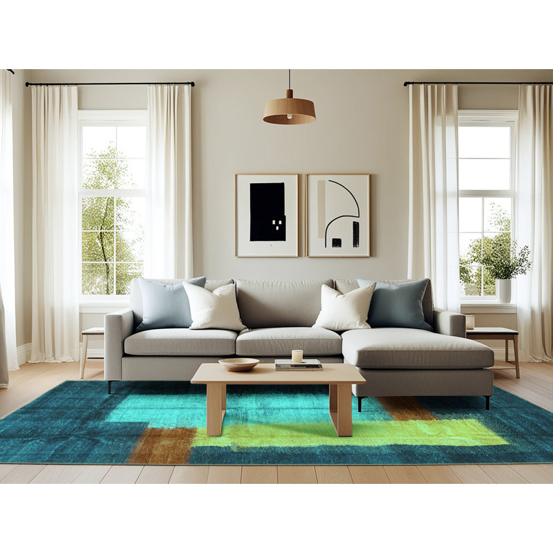 Mizelle Abstract Indoor Rug, Rectangle 6' x 9'