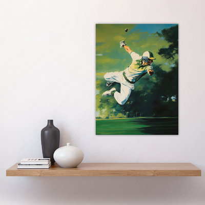Wall Art Print Cricket Match Outfield Diving Catch Watercolour Artwork For Fan Cave Poster