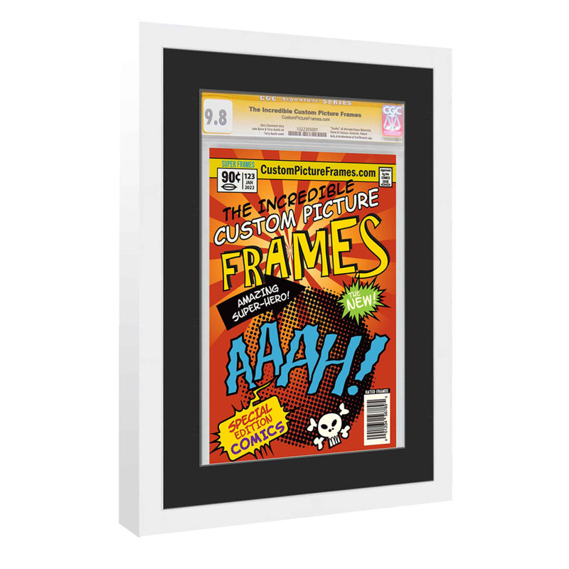 Wood Picture Frame with Mat, White/Black, 7.75" x 10.5"