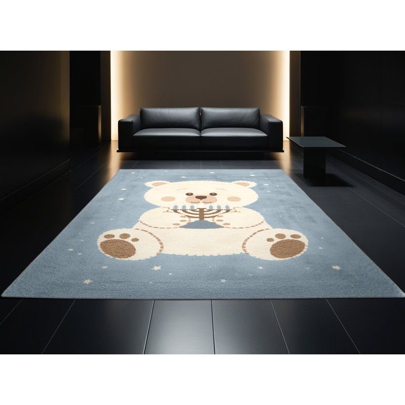 Machine Washable Laverock Hanukkah Modern & Contemporary Abstract Rug in Gray – Gray Binding, 7x9