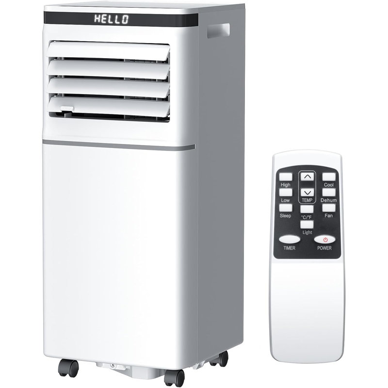 8,000 BTU Portable Air Conditioner 3-in-1 with 24H Timer，Sleep Mode, Dehumidifier, 2 Fan Speeds, Fast Cooling AC Unit with Remote, Digital Display for Home/Office