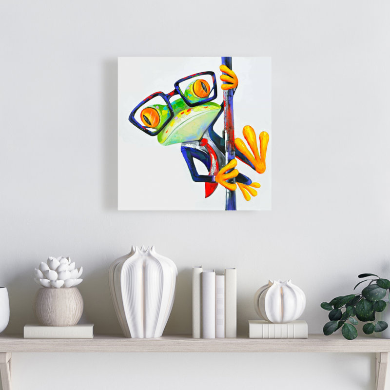 " Funny Frog With Glasses " Painting Print