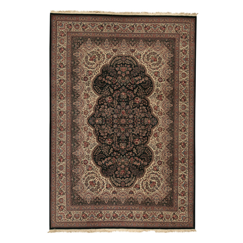Tapis vert et ivoire noué à la main de haute qualité