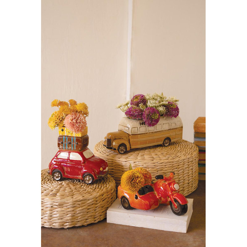  Pot de fleurs en céramique pour autobus scolaire - H 4,5 po - pot de fantaisie jaune