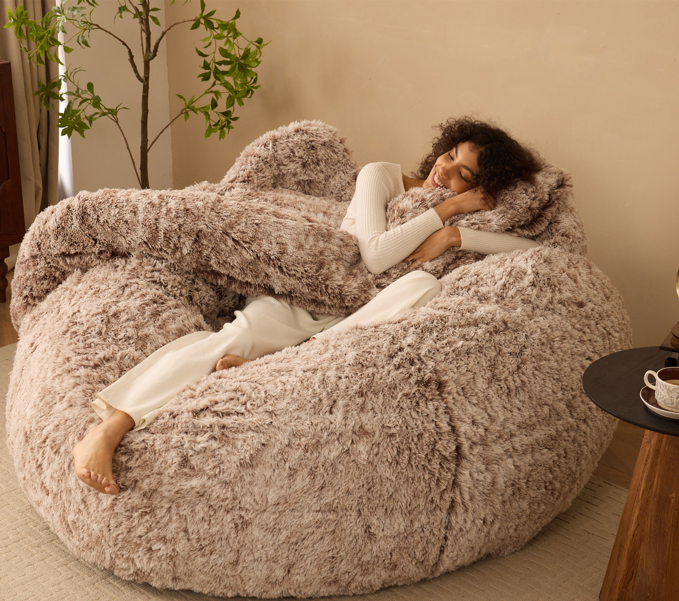 Fuzzy Bing Bags Cheap Faux Fur Comfy Bean Bag Cover For Living