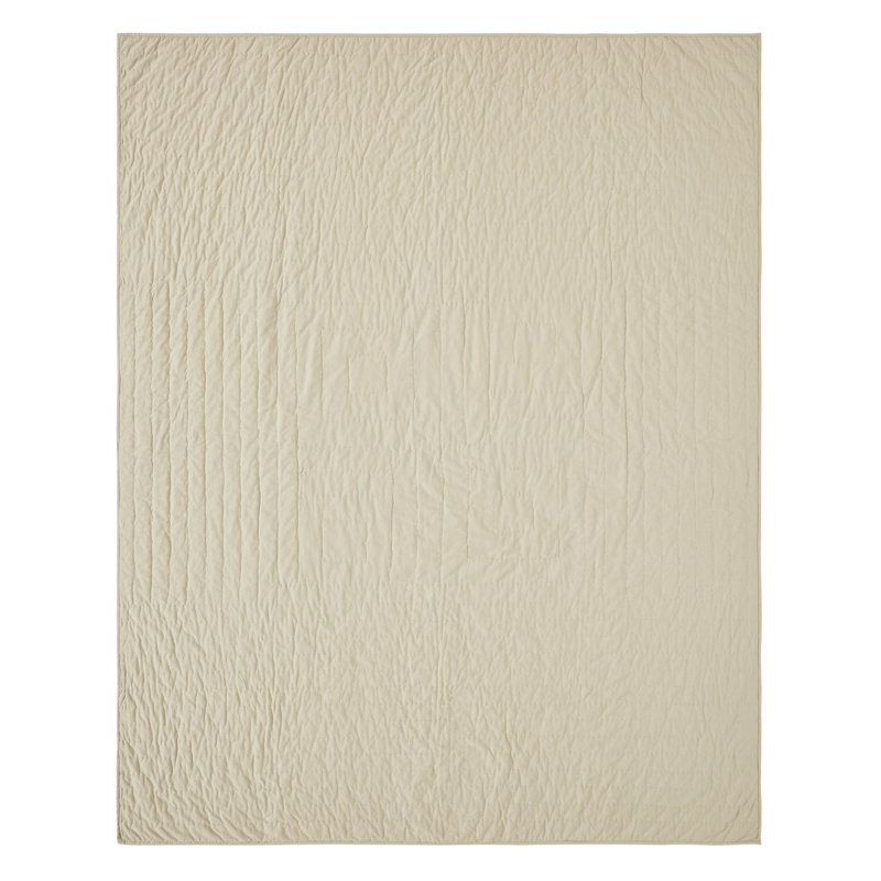 Navy and Khaki Cotton Twin Reversible Quilt