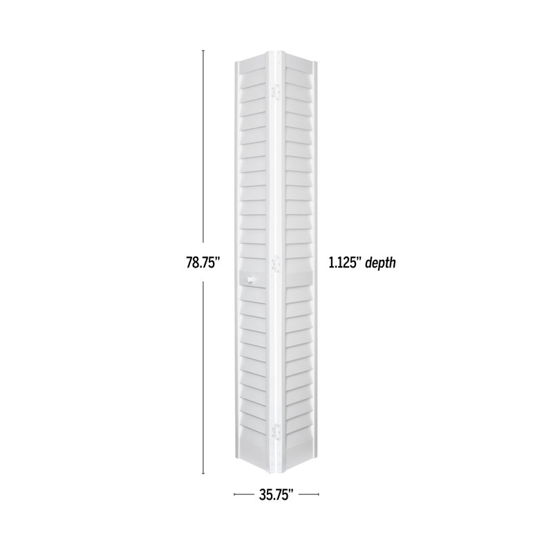 Porte pliante en deux à persiennes en PVC / vinyle, 36 po x 80 po, Blanc