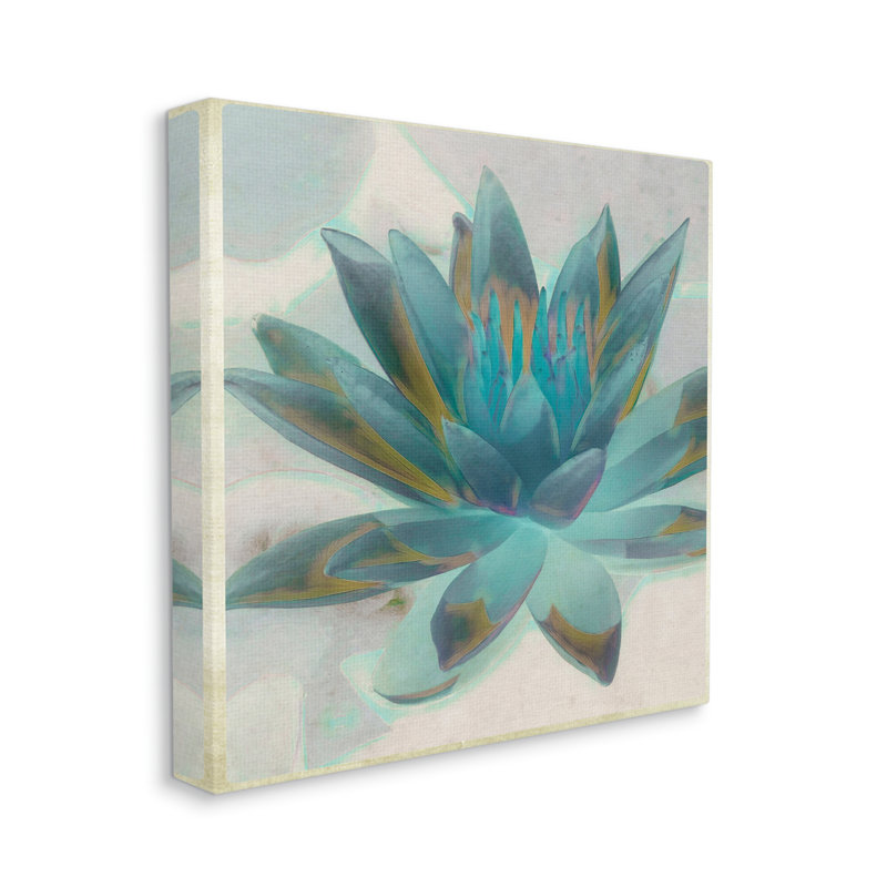 «Blue Lotus Flower Petals Abstract Nature Plant», art mural par Graffitee Studios, H 24 po x l 24 po x P 1,5 po