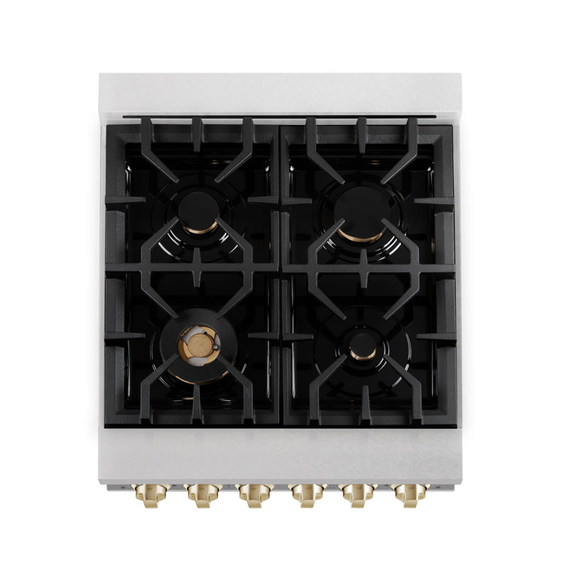 ZLINE Autograph Edition 24 in. Legacy Dual Fuel Range & Accents, White Matte/Gold