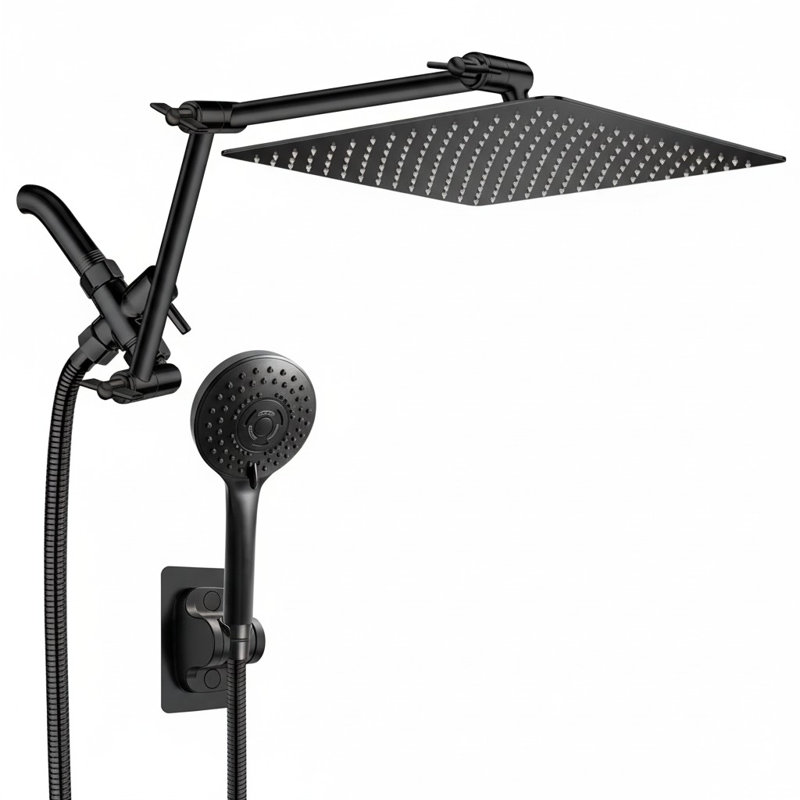 12" Rain Shower Head Combo with with Handheld, Adjustable Height Arm, Chrome