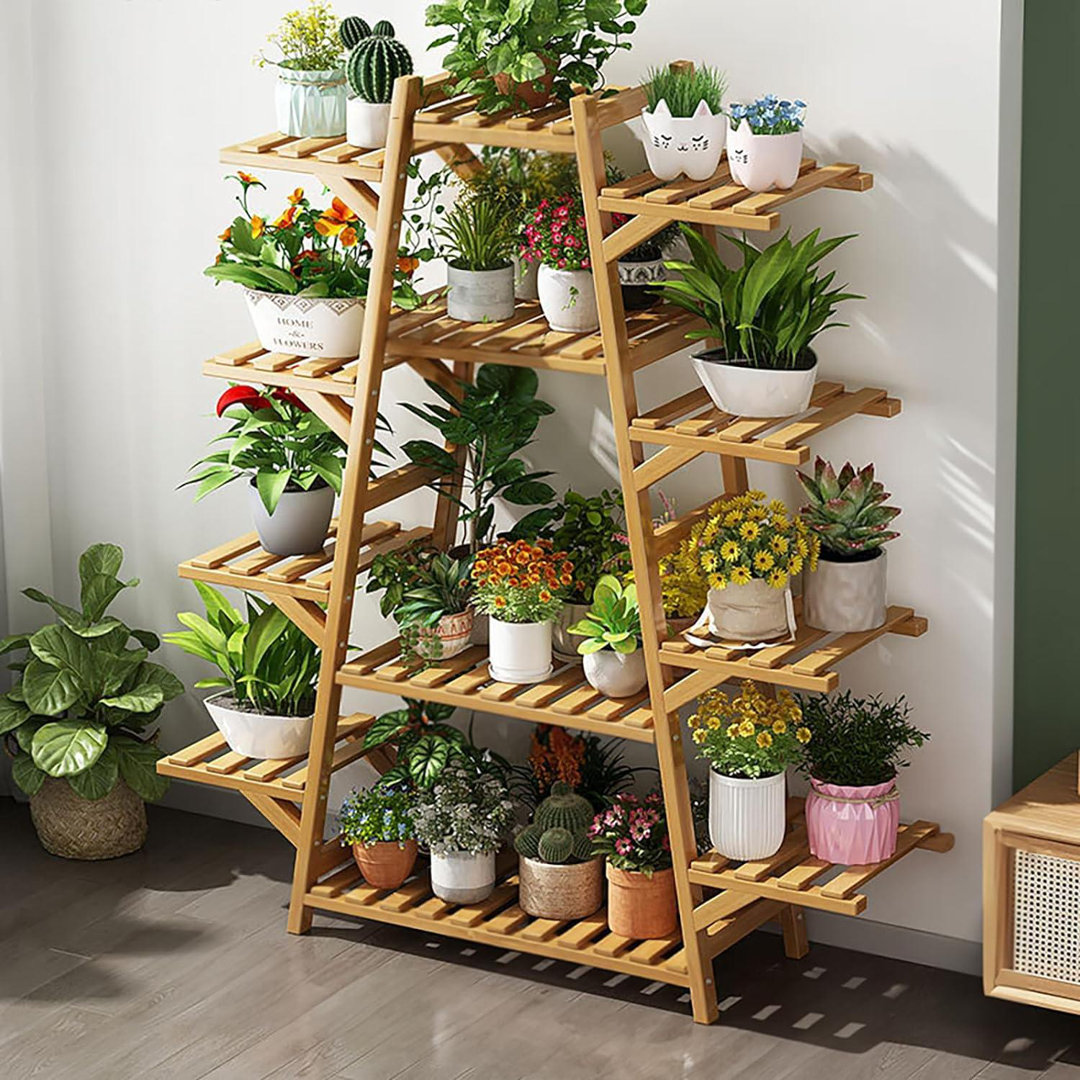 Semas Bamboo Plant Shelf Stand 12 Tier for Indoor and Outdoor Use Arlmont & Co.