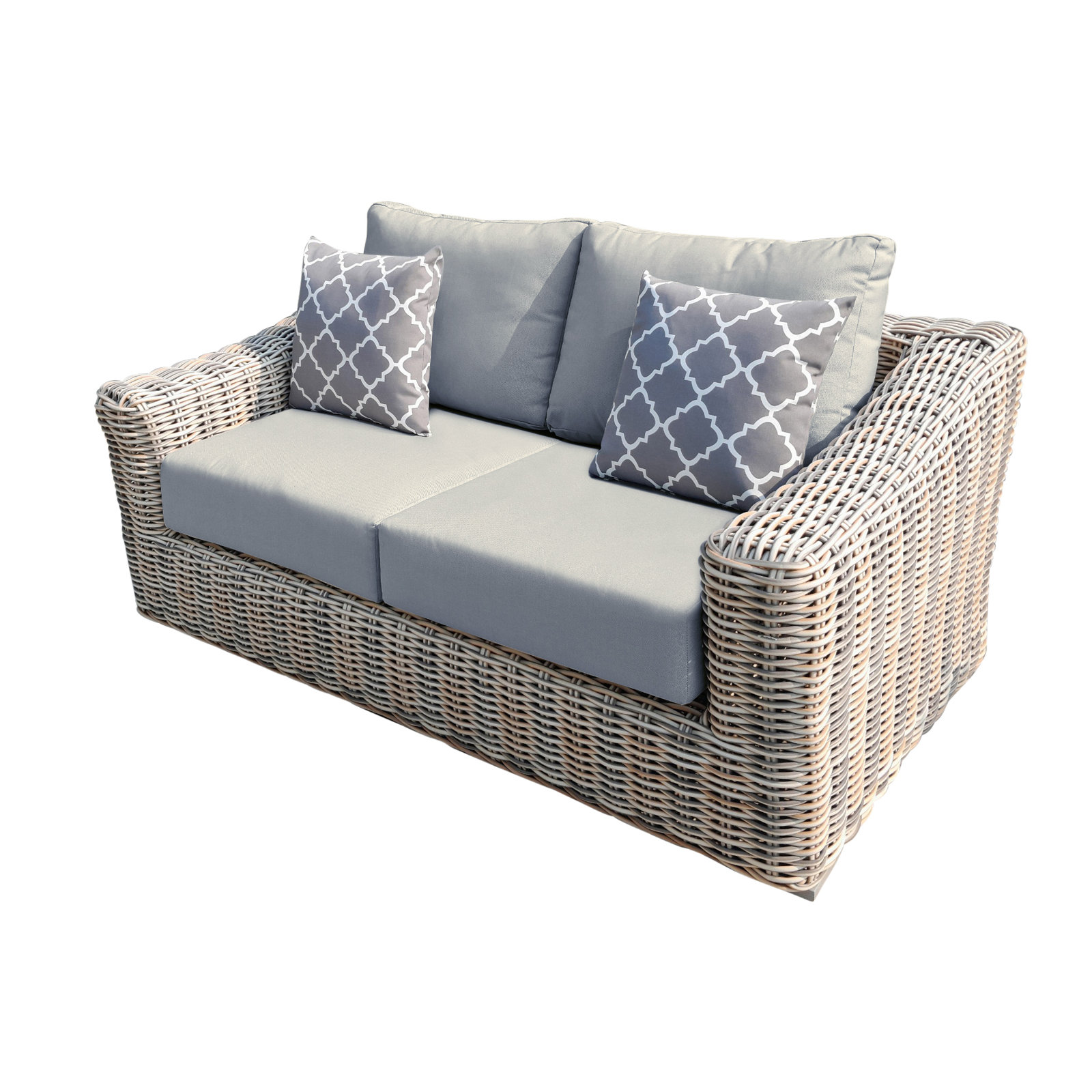 64.9'' Wide Wicker Loveseat with Cushions, Light Beige