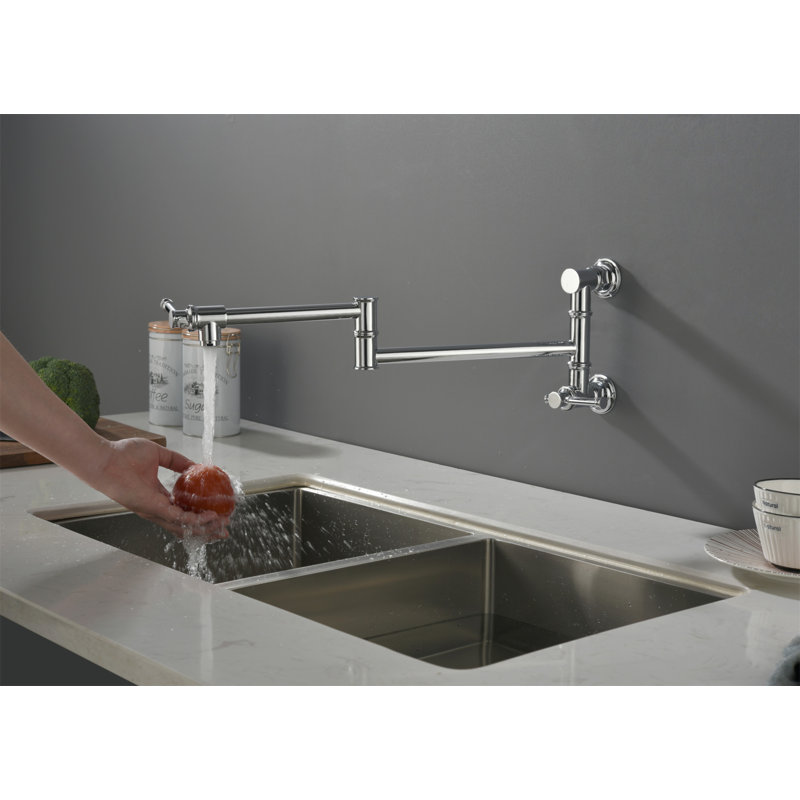 Robinet de remplissage de pot mural, robinet de cuisine en laiton moderne à deux pièces, Chrome