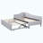Twin Size Upholstered L-Shaped Upholstered Daybed with Pop Up Trundle, Gray-740657593