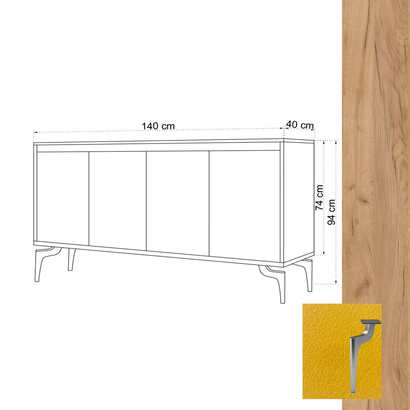 Console Chacko 55,1 po, Brun / jaune, Brun