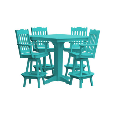  Poly Composite York 5-Piece Bar Set with Square Table, Aruba