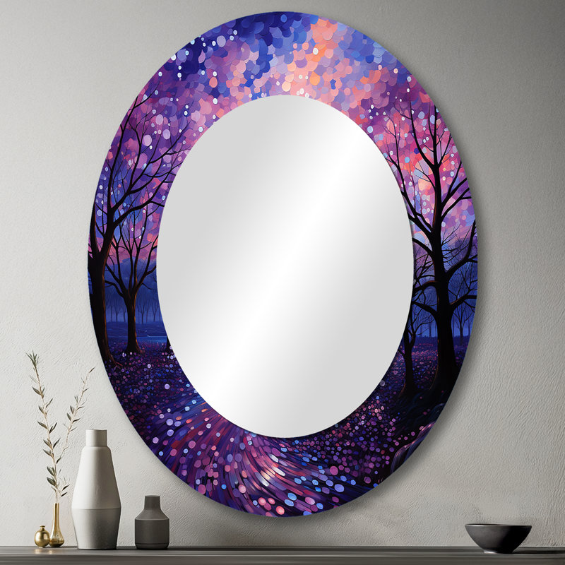 Sky Photo Transcendent Twilight - Miroir décoratif ovale sur métal, 43" x 33"