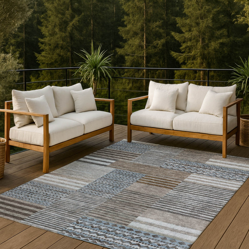 Machine Washable Indoor/Outdoor Chantille ACN2749 Striped Rug, 8' x 10', Chocolate