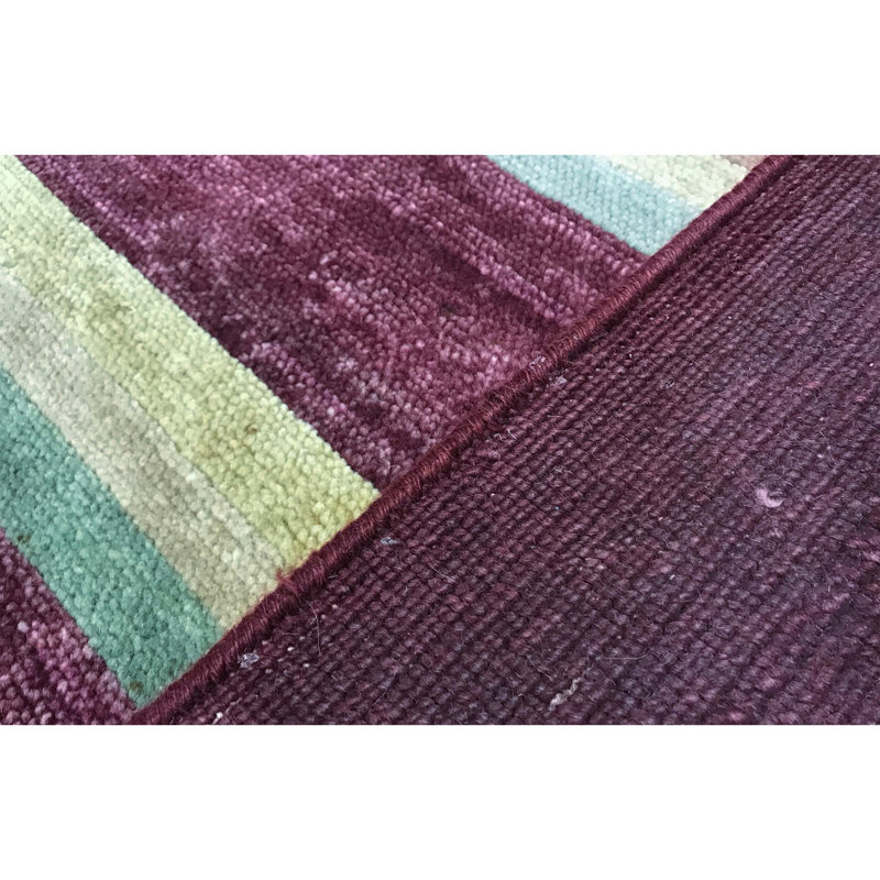 Himalayan Wool Striped Area Rug in Mulberry/Yellow, Rectangle 9'5" x 12'3"