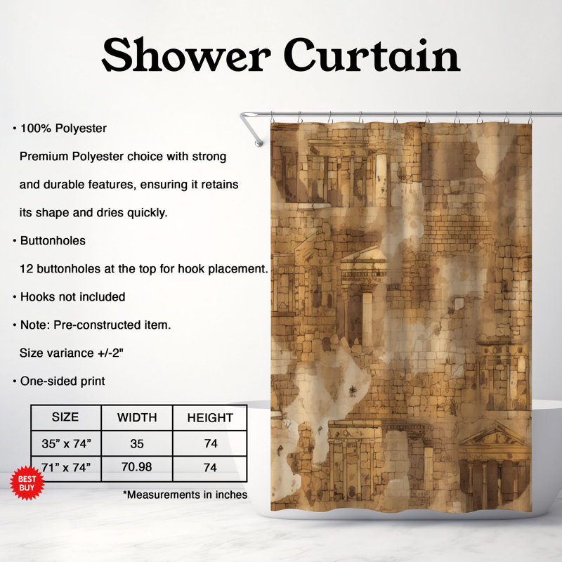 Ancient Vestiges - Premium Shower Curtain, 74"H x 71"W