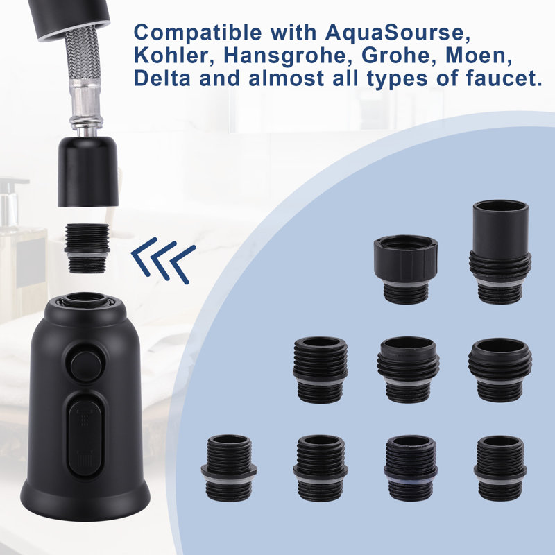 Multi Functional Kitchen Faucet Replacement Nozzle, Black