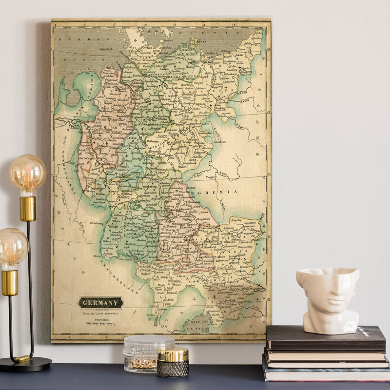 Thomson, carte de l'Allemagne - reproduction sur toile, H 12 po x l 8 po x P 1 po