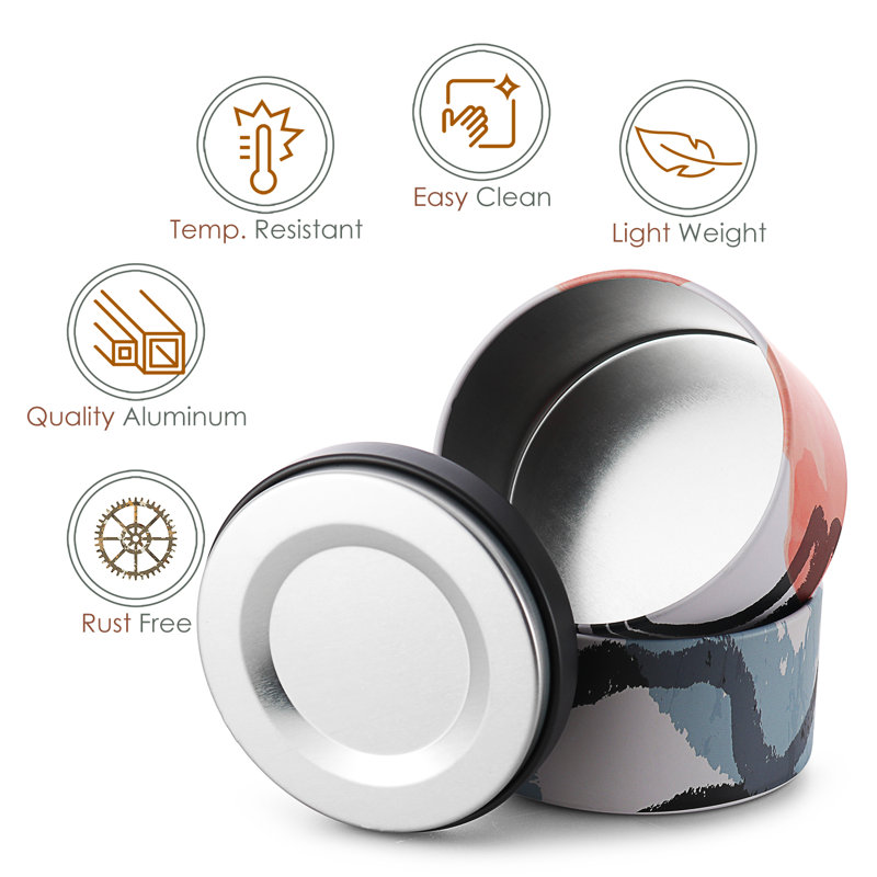 Painted Illustration Aluminum Tealight Candle Holder Set