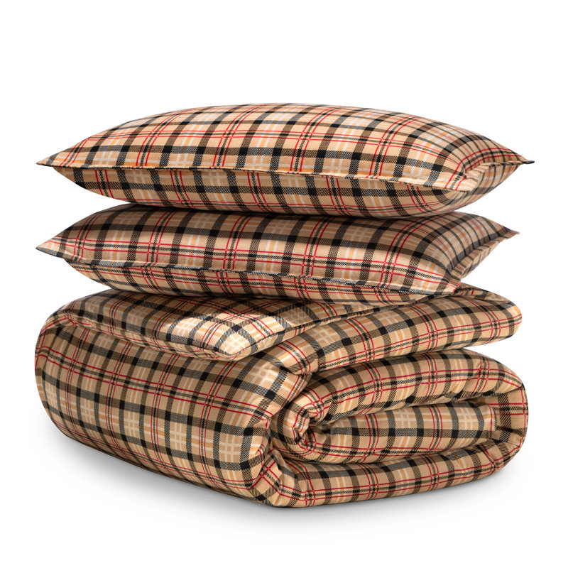 Flannel Duvet Cover and Sham Set, Red Lodge Plaid, Full Duvet Cover + 2 Standard Shams