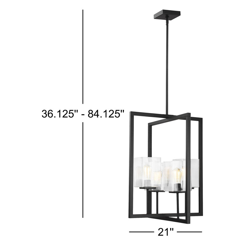 Aya 4 - Light Midnight Black Unique/Statement Pendant, 27.25" H x 21" W x 21" D