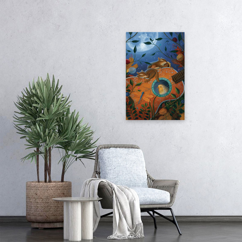 Pissenlit, rêves - enfants, animaux, pop urbain, surréalisme, oiseaux, libellules, art, H 24 po x l 16 po