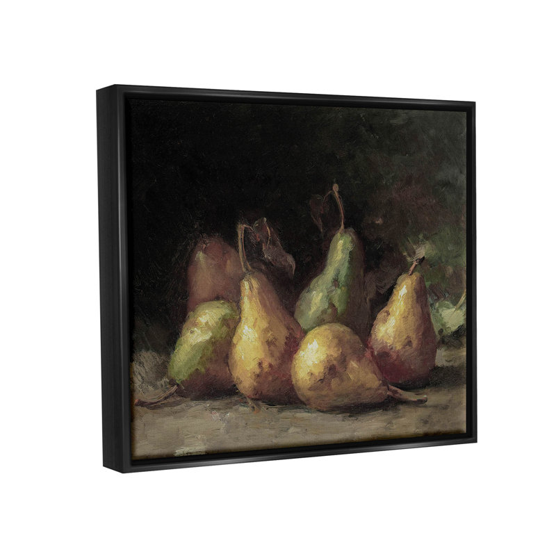«Classic Pears Still Life», art mural encadré flottant noir avec lettres et doublures, H 17 po x l 21 po x P 1,7 po