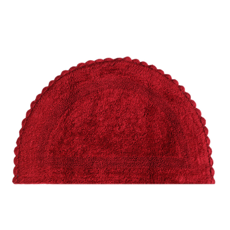 Tapis de bain demi-cercle en dentelle crochetée, Vin rouge