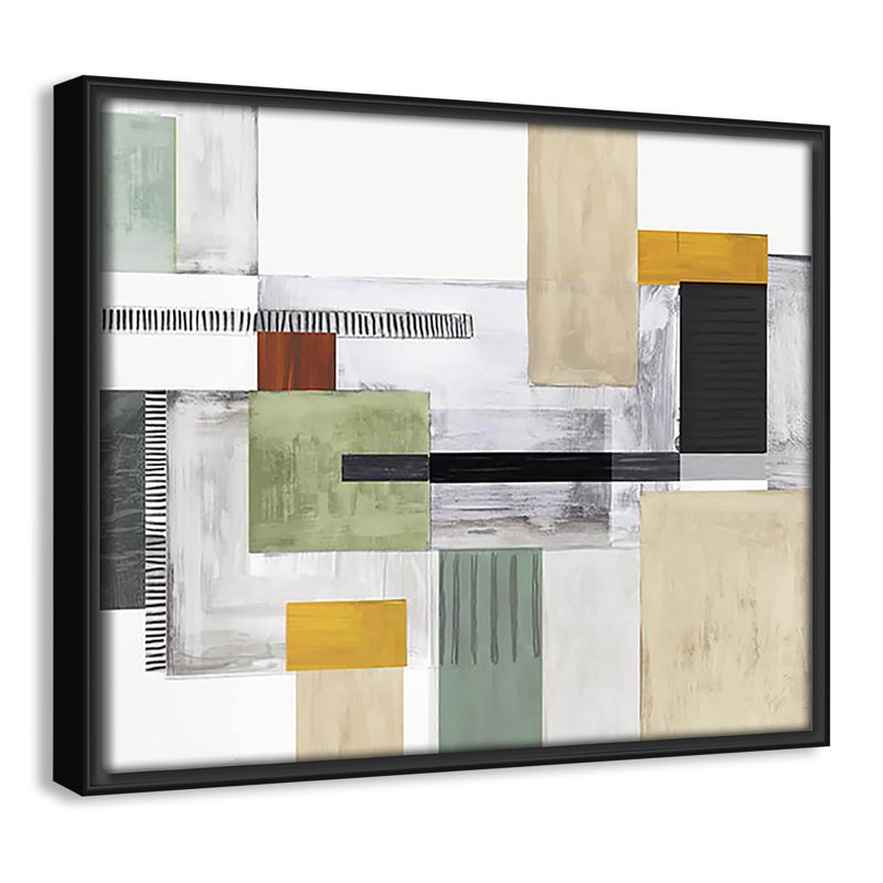 «Playful Blocks» par Tom Reeves, Pas de tapis, Cadre flottant noir, H 9,5 po x l 11,5 po x P 2 po