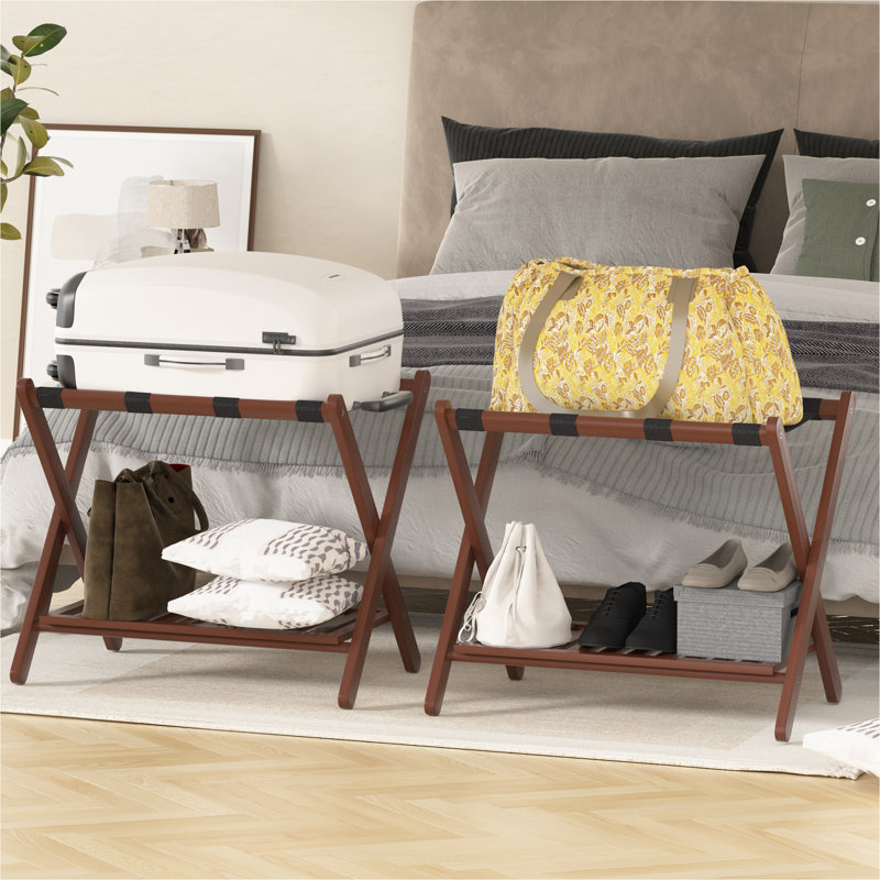 Folding Bamboo Luggage Rack Setof 2