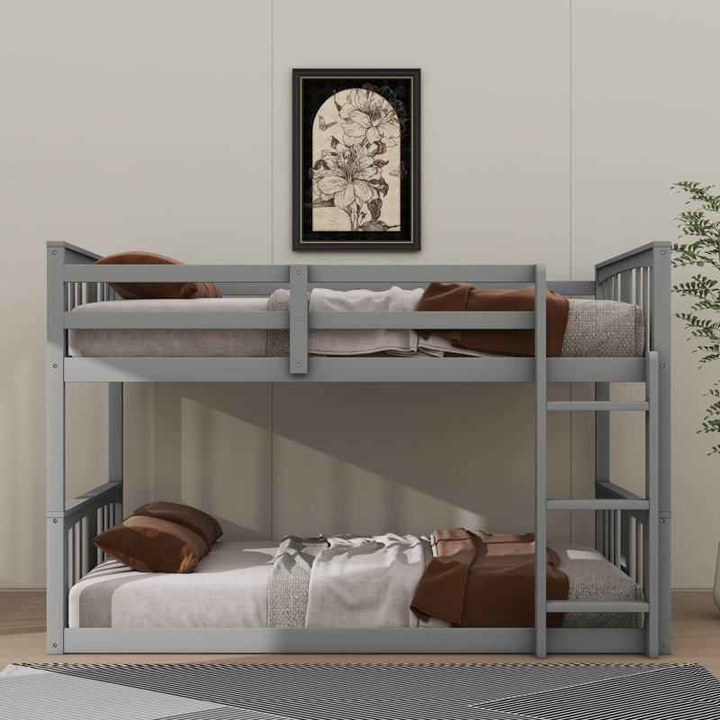 Twin-Over-Twin Bunk Bed Showcasing A Strong Ladder Structure, Gray