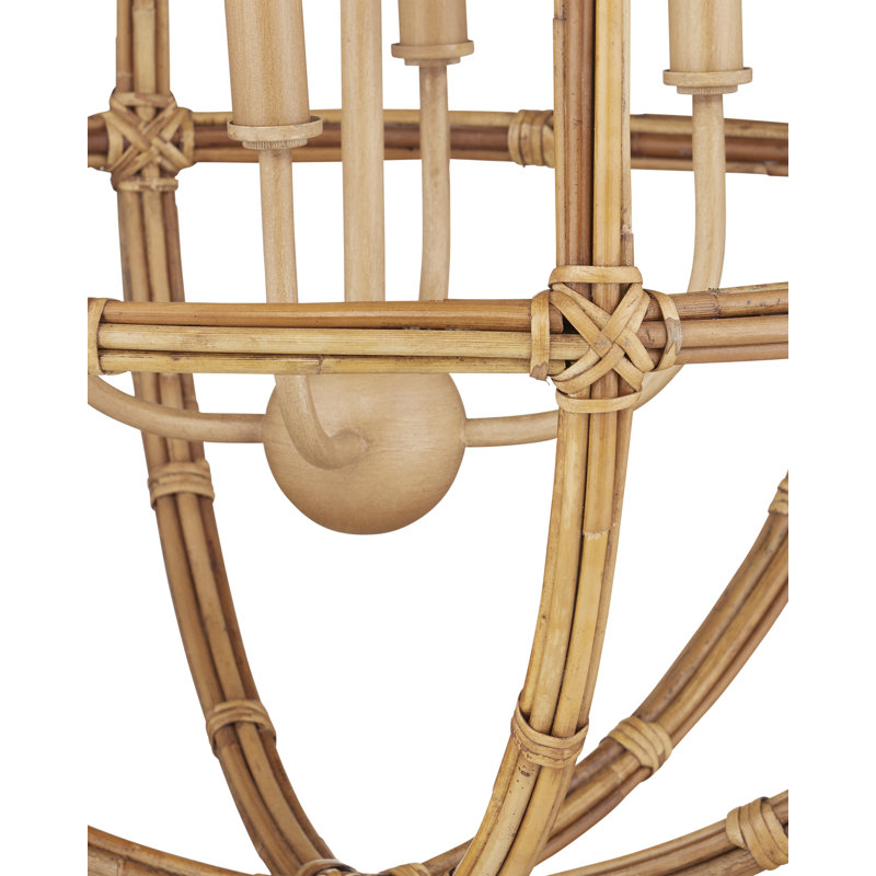 Charrette 4 - Light Rattan/Wrought Iron Chandelier