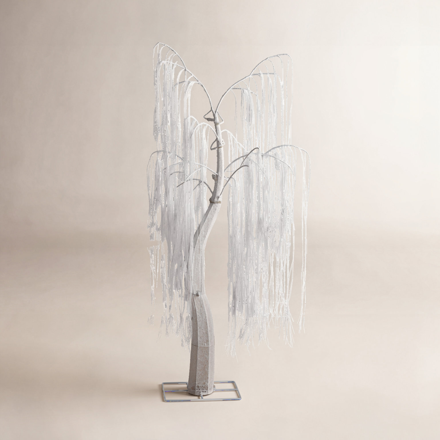 7' Pre-Lit Halloween Black Willow Tree, White