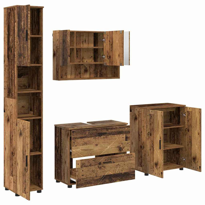 Bathroom Storage Furniture Set, Old Wood