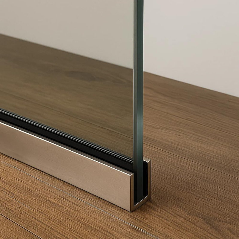 Fixed Glass Shower Panel for Bathroom 24" x 60" - 3/8'' Thick Clear Tempered Glass with Brushed Nickel Finish, Brushed Nickel
