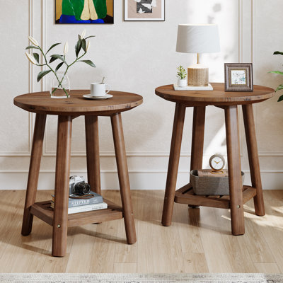 23.6" Tall Solid Wood End Table