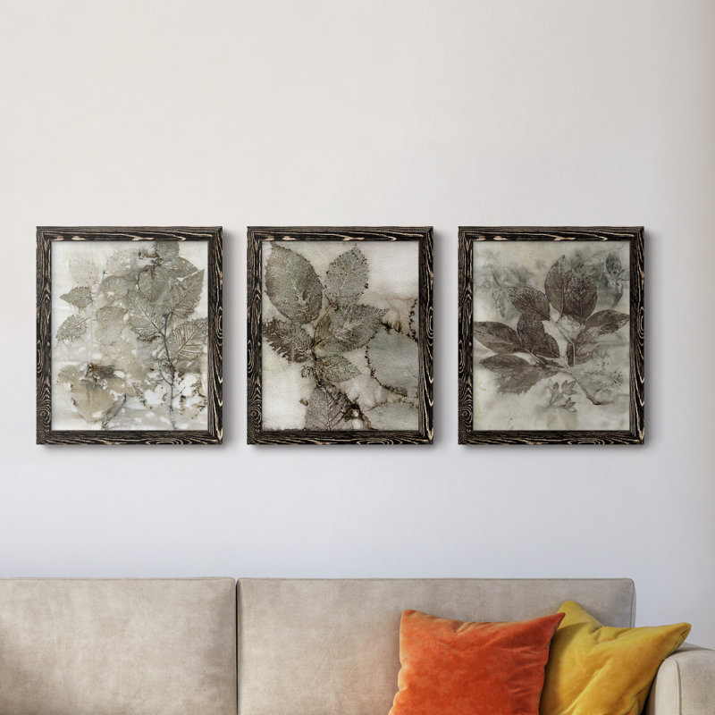 Birch Leaves I Painting Print on Canvas, Black, 24" H x 60" W x 0.75" D