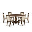 Ensemble de table de salle à manger 7 pièces - Table de salle à manger ronde moderne et 6 chaises de salle à manger en bois Parson brun clair avec dossier haut - Finition noyer antique-1055767292-1055731499-1055731477