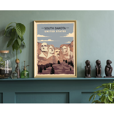 South Dakota Retro Style State Travel Poster, Vintage Unframed Print, Home and Office Wall Art