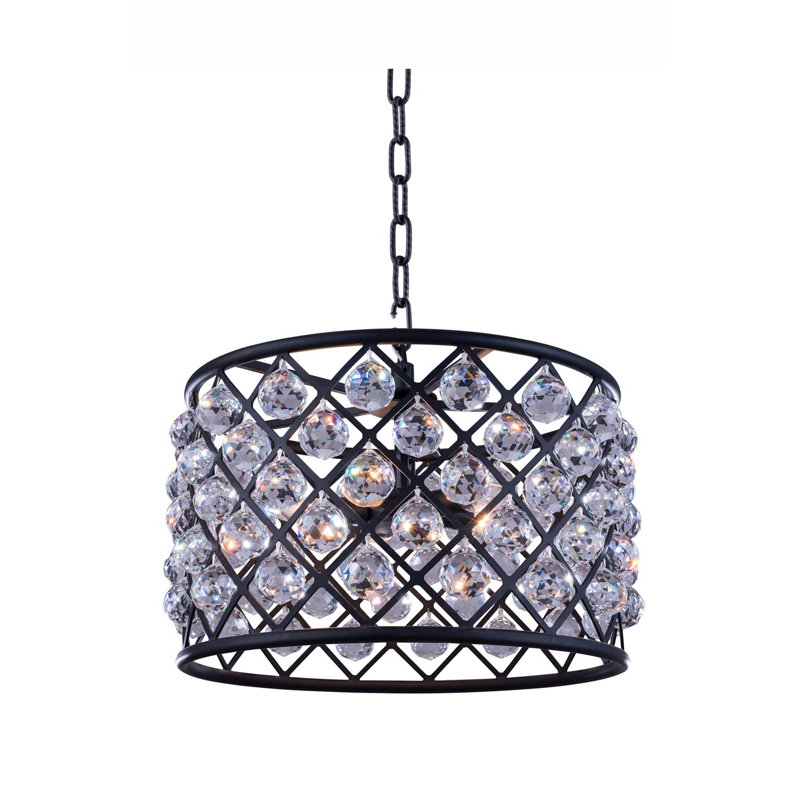 Swinney 6 - Light Dimmable Drum Chandelier, Mocha Brown, Crystal (Clear)