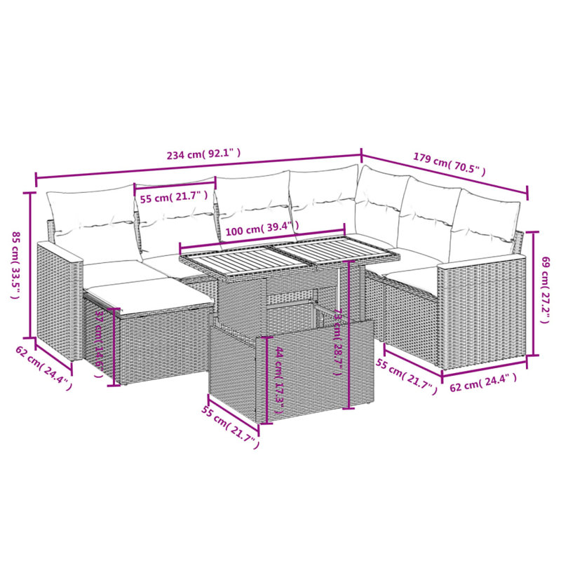 Ensemble de canapé de jardin Vidaxl