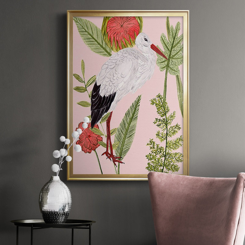 Oiseaux en mouvement IV - peinture à cadre unique, Or, H 36,5 po x l 26,5 po x P 1 po
