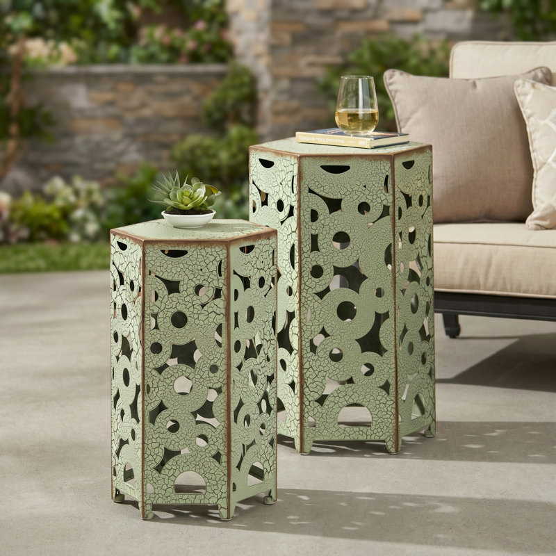Tables gigognes avec cadre Lochart, Orange antique