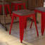 Tabouret de table intérieur en métal empilable de 18 po avec siège en bois Alsadig-627681963