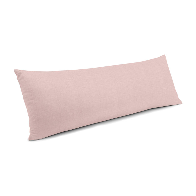 Pale Blue Linen Large Lumbar Pillow, 14" x 48", Carbon Black, Down Blend