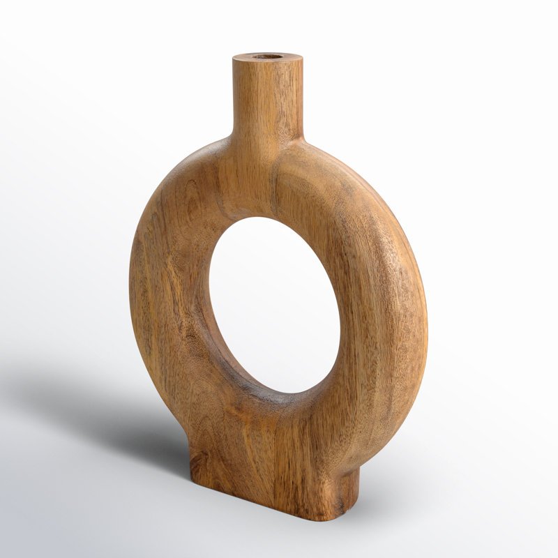 Bois de Philippos, vase en forme de beigne H 14 po, brun, H 12 po x l 9 po x P 2 po
